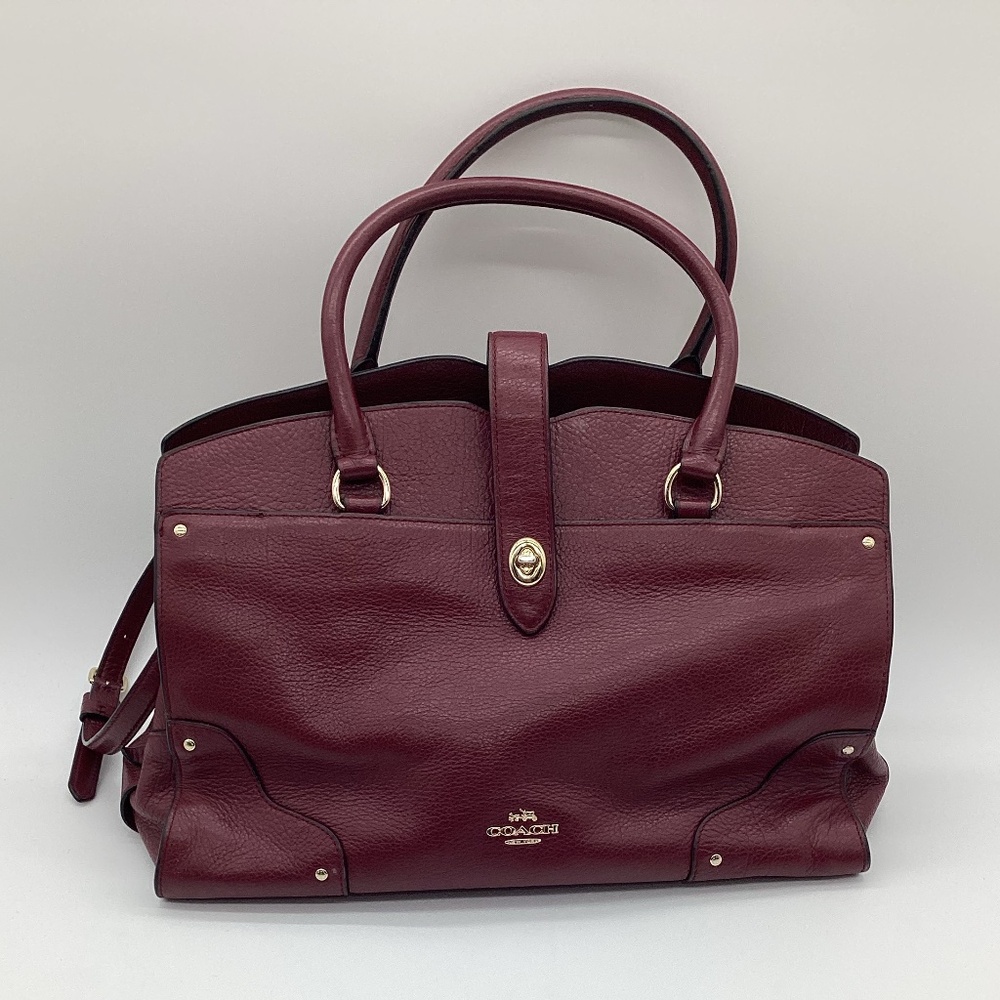 2142. Coach Mercer Satchel / Crossbody True Red Grain Leather EUC